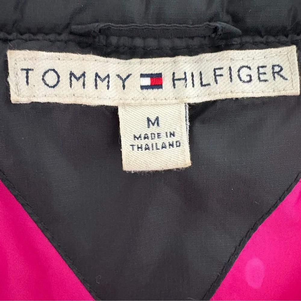 Tommy Hilfiger Black Nylon Puffer Jacket Women's M Zip Front Y2K Modular Basic - Picture 13 of 15